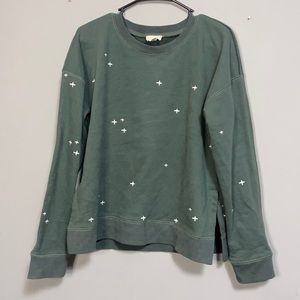 Green Embroidered Sweatshirt with Stars